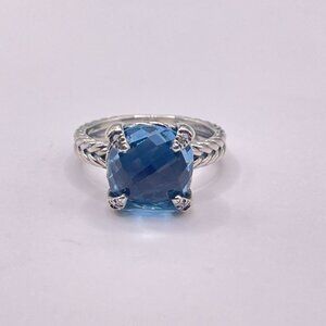 David Yurman Chatelaine Ring with Blue Topaz and Diamonds